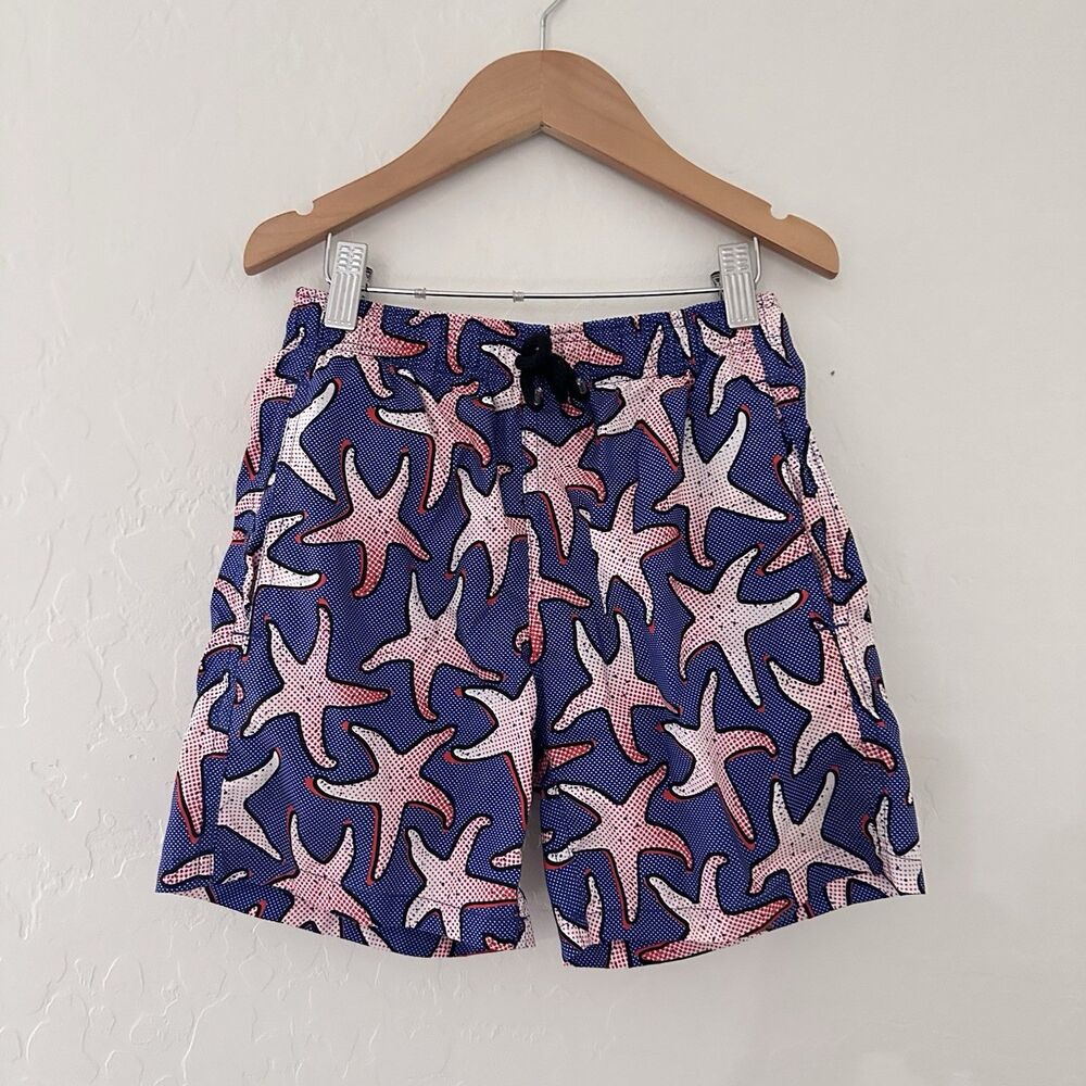 Vilebrequin Boys Swim Trunks Starfish Blue Red Size 8 Mesh Lined